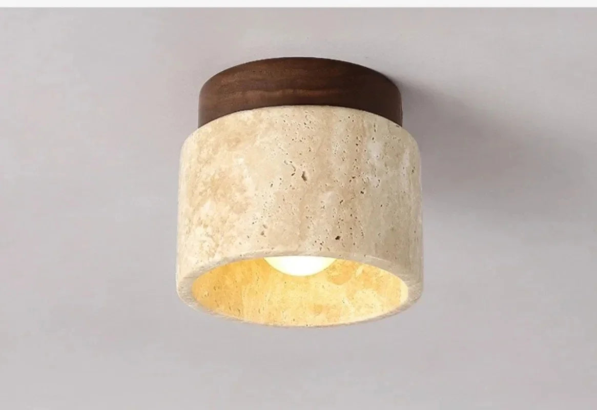 Modern Stone Travertine Ceiling Lamp Bedroom Corridor Flush Mounted Foyer Hallway Staircase Indoor Lighting Fixture Decoration