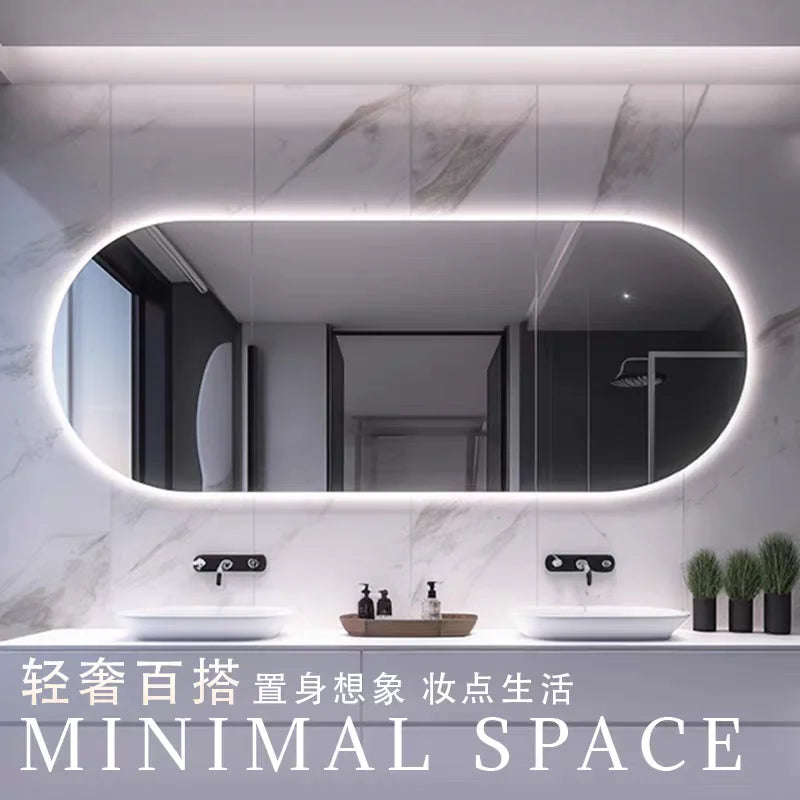 Room Decoration Oval Smart Bathroom Mirror Hotel Toilet Mirror LED Lighted Bathroom Mirror Wall Mounted Smart Decorative Mirrors