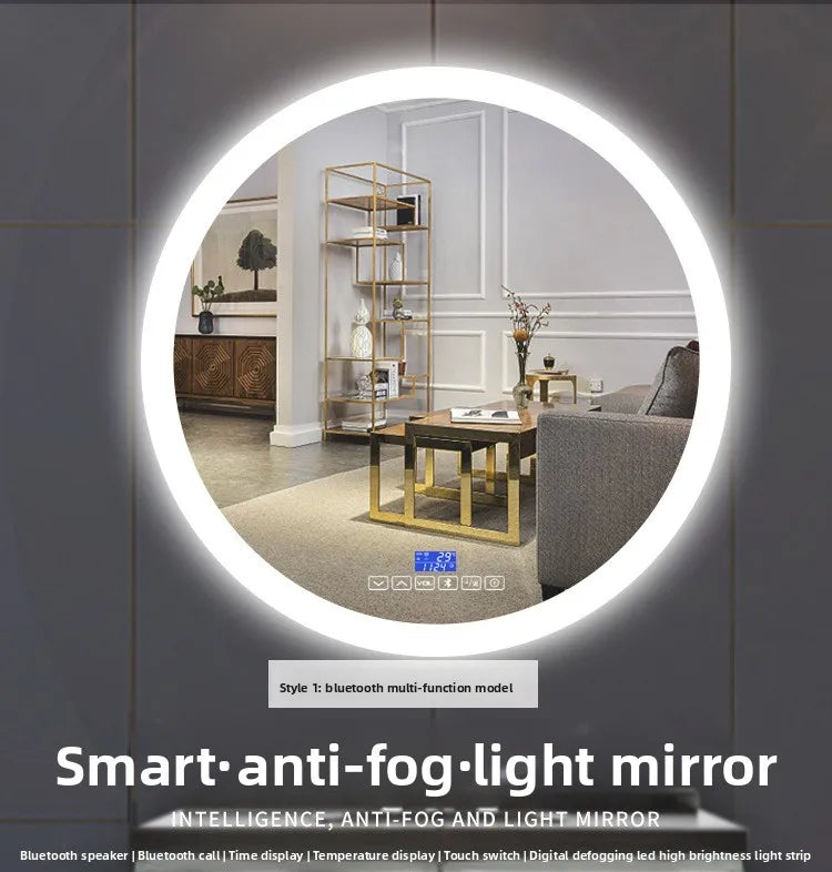 Led Mirror with Light Vanity Mirror 19.5 Inch Smart Round Mirror Bathroom Mirror Anti-fog Makeup Wall Hanging Bathroom Bathroom