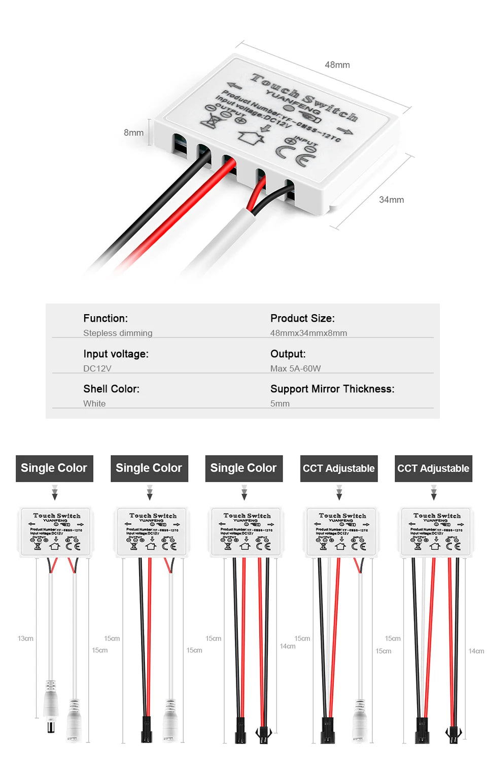 Bathroom Mirror LED Strip Light LED Switch Touch Sensor 12v LED Dimmer Switch LED Controller For Bedroom Mirrors Interior Decor