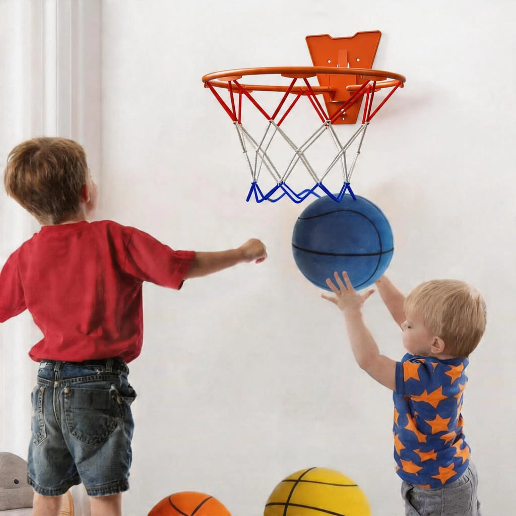 Silent Foam Basketball Hoop Set | Soft, High-Rebound PU Material | Indoor Silent Training Ball