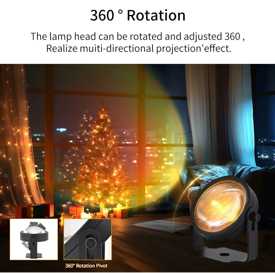 Smart LED Sunset Projector Lamp RGB Dimmable Atmosphere Light Tuya WiFi & IR Remote Control Ambient Lighting for Photography