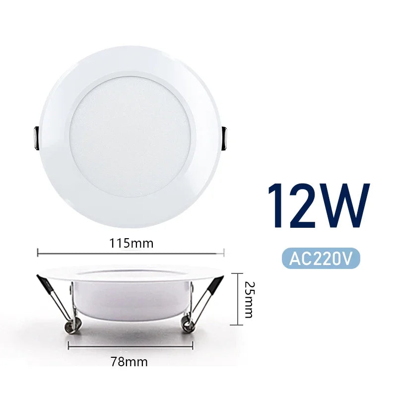 LED Downlight 3W 5W 7W 9W 12W 15W Ceiling Lamp AC 220V Recessed Led Down Light Round Panel Light Spotlight Indoor Lighting
