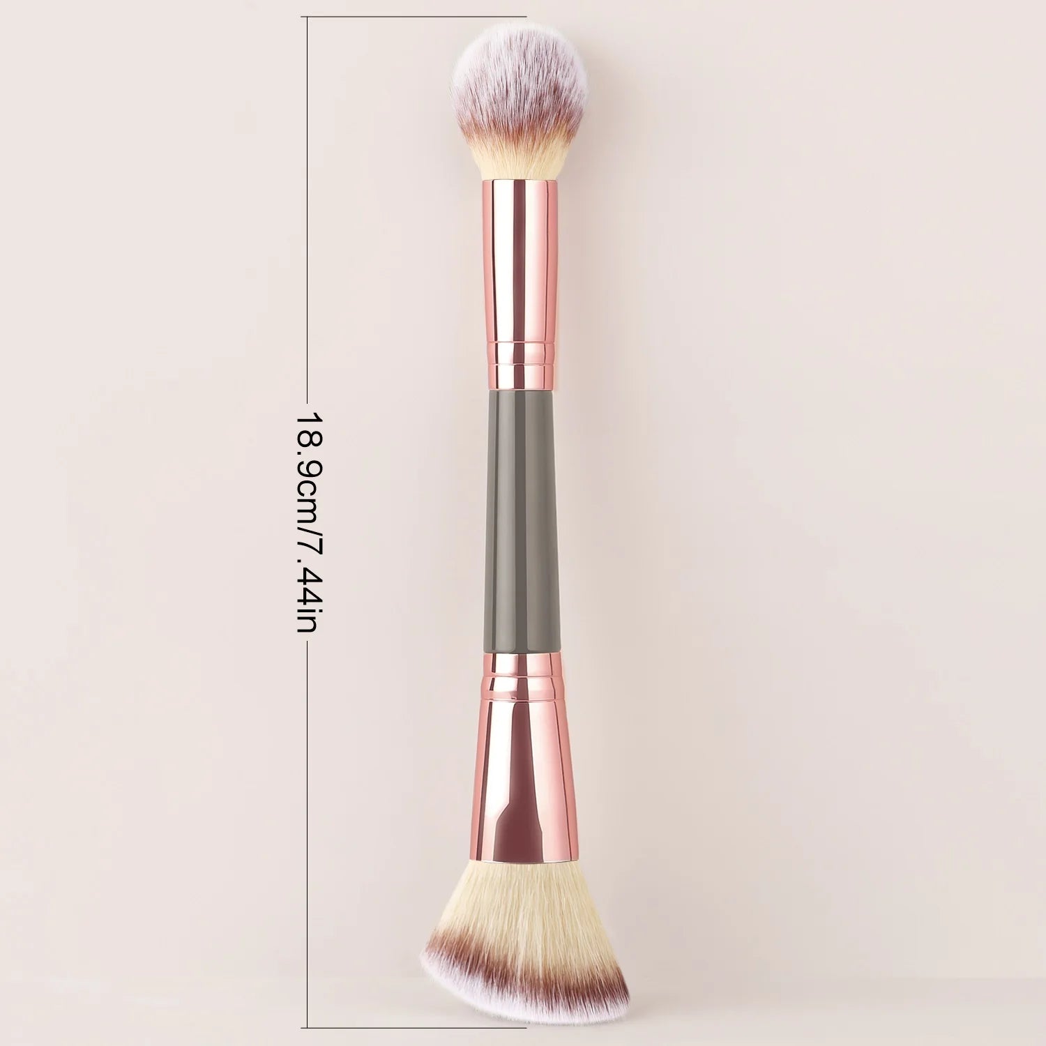 Single Dual-Ended Beauty Brush, Round Blending Brush + Angled Blush Brush Soft Bristle Makeup Tool