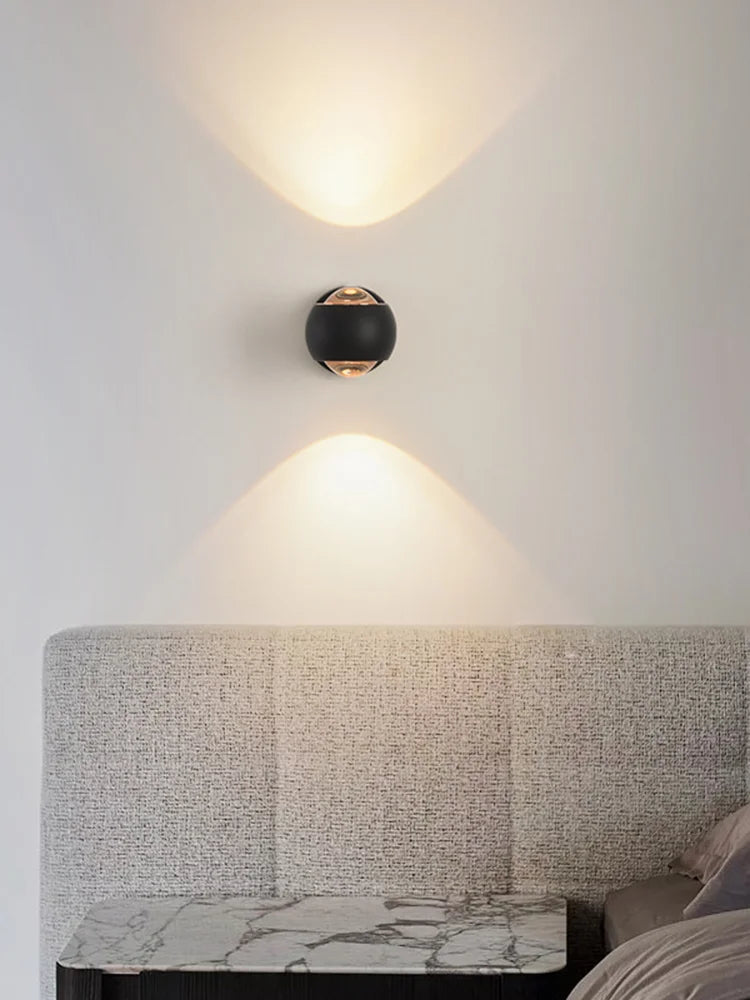 Indoor Home Decoration Sconce Light Metal Body Acrylic Lampshade Up Down Wall Lamp Modern Bedroom Reading Rotatable Spot Lustres