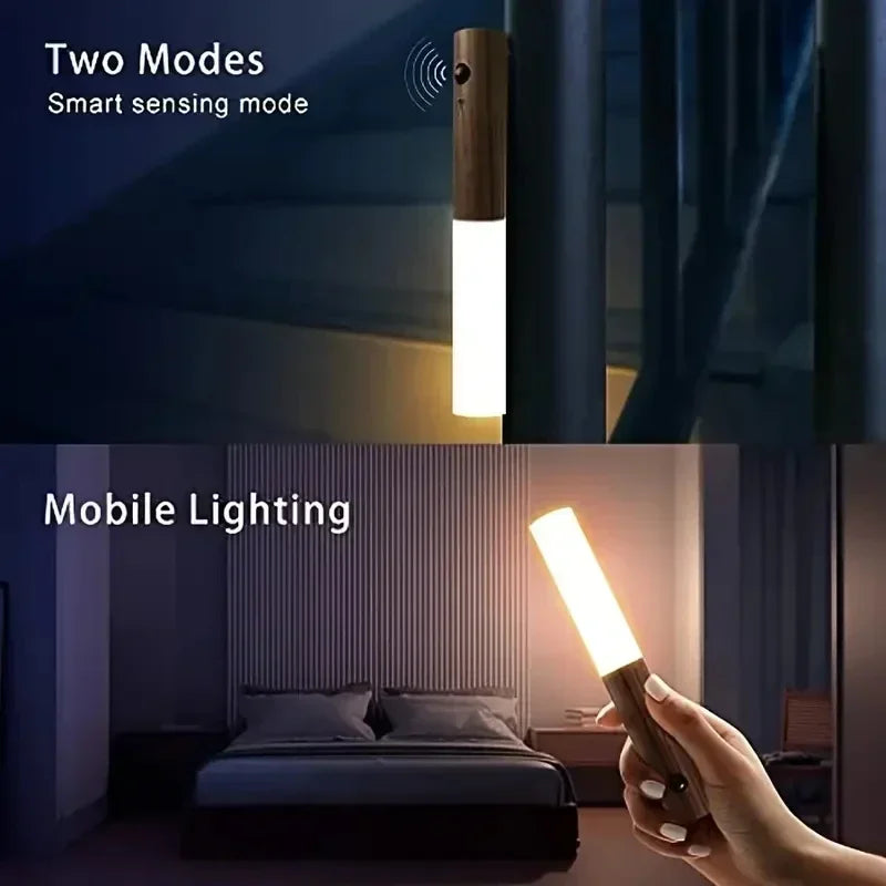 Smart Motion Sensor Night Light, Rechargeable LED Wall/Cabinet Light for Bedroom,Kitchen, Bathroom - Anti-Collision & Shockproof