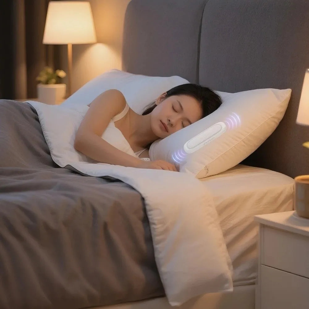 Bluetooth 5.4 Under Pillow Speaker Noise Reduction Stereo Sound Bone Conduction Speaker Deep Bass Timed Shutdow