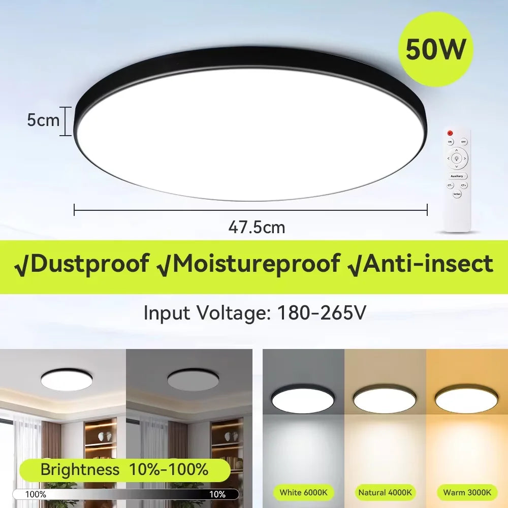 Smart Led Ceiling Light with Remote Control 3 Colors Dimmable Ceiling Lights Ultrathin Panel Lamps Bedroom Kitchen Ceiling Lamp