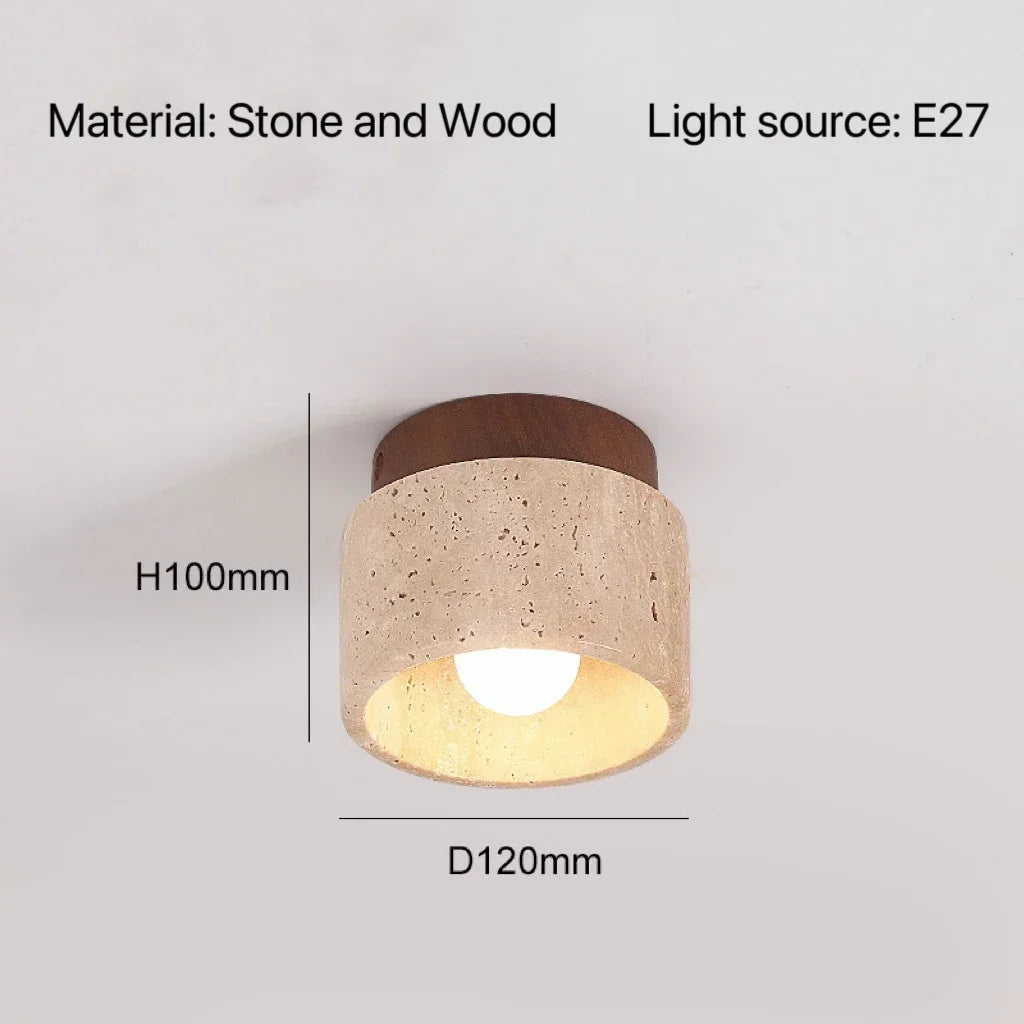 Modern Stone Travertine Ceiling Lamp Bedroom Corridor Flush Mounted Foyer Hallway Staircase Indoor Lighting Fixture Decoration