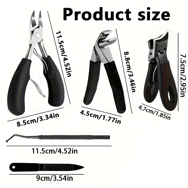1/5Pcs Nail Care Kit for Ingrown & Thick Toenails - Heavy-Duty Clippers Set with Nail File, Cuticle Nippers, and Grooming Tools