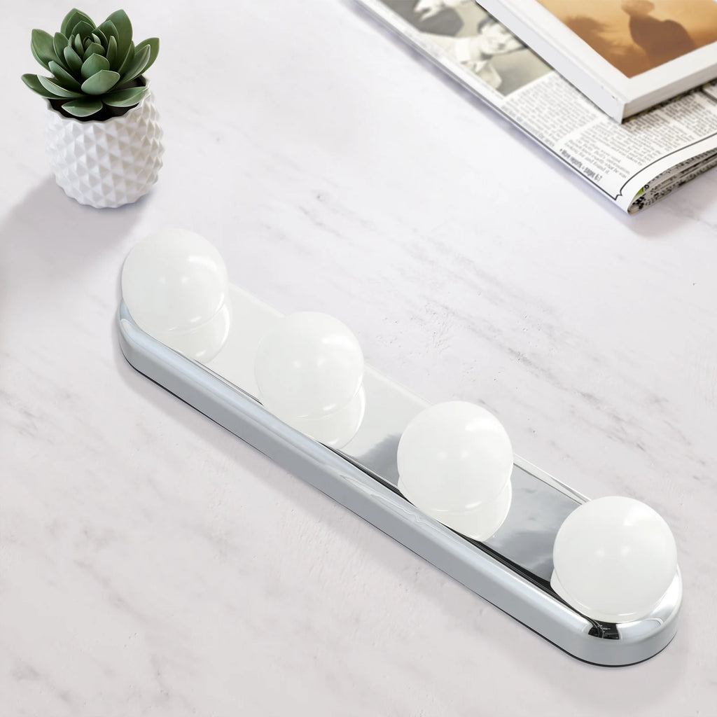 Vanity Lights For Mirror Lighted Makeup Vanity Mirror Dimmable Lights 4 LED Lamps Suction-Cup Mounting Bathroom For Tabletop