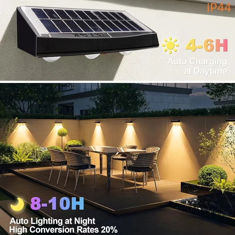 1-2pcs Solar Wall Lamp Outdoor Waterproof Solar Fence Lights Warm White & RGB Solar Powered Light for Garden Yard Decor Lighting