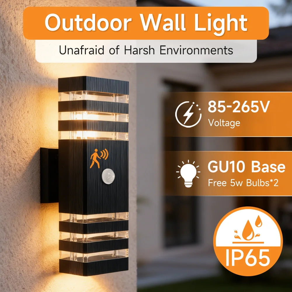 Smart Wall Lights Motion Sensing Outdoor Led Wall Lamps Waterproof 110v 220v For Porch Lamps Backyard Garden Garage Decor