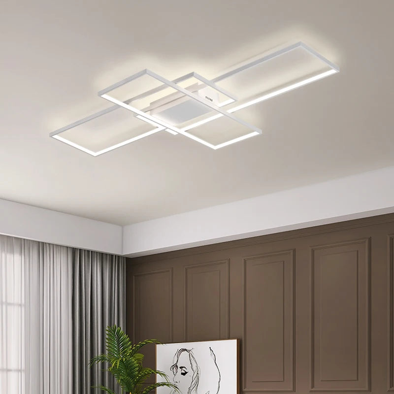 Smart Home Alexa Rectangle Aluminum Modern Led Ceiling Lights For Living Room Bedroom 85-265V White/Black Ceiling Lamp Fixtures