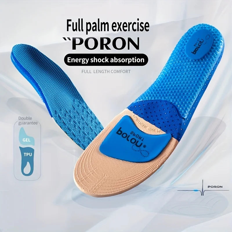 1 Pair Silicone Basketball Sports Insoles - Shock Absorption Sweat-Absorbing Breathable Air Cushion Soft Shoe Pads for Men Women