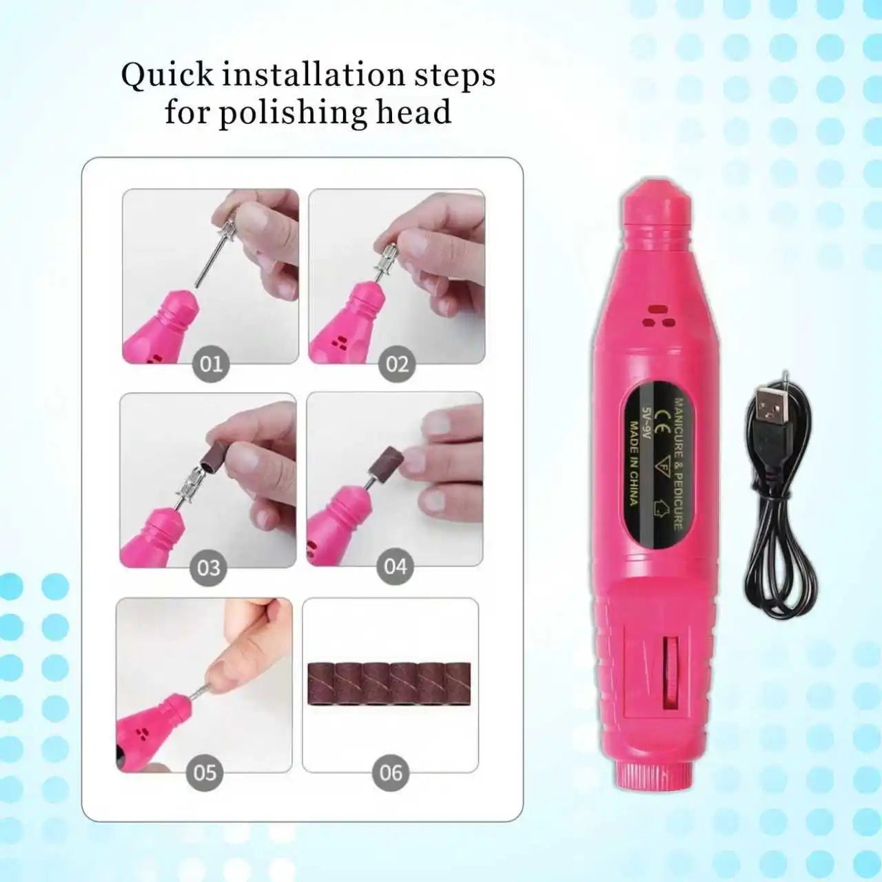 Nail lamp kit, polishing pen, nail care accessory kit, handheld pen style sanding and polishing blocks, nail tools