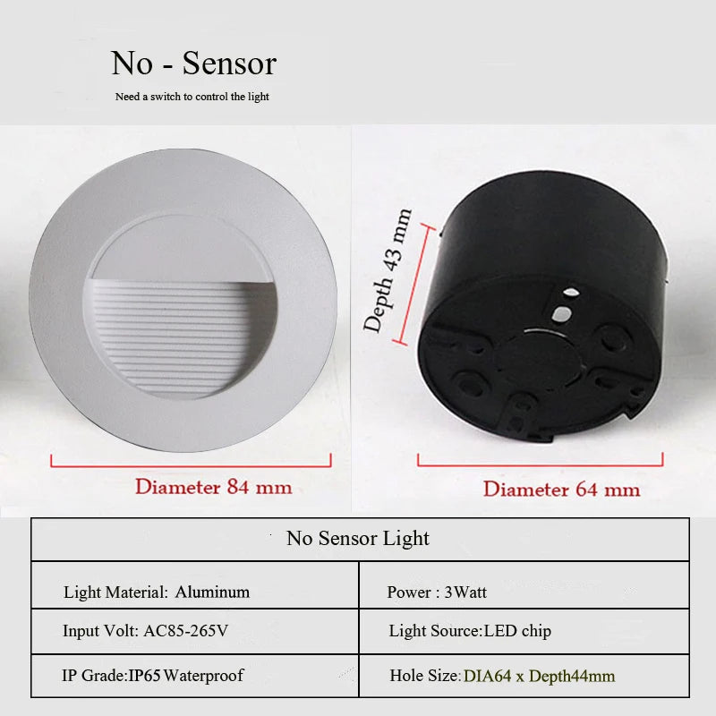 Indoor Outdoor Stair Light 3W Wall Lamp Exterior Sconce Garden Yard Lighting for Balcony Gate Fence Staircase Walkway Waterproof