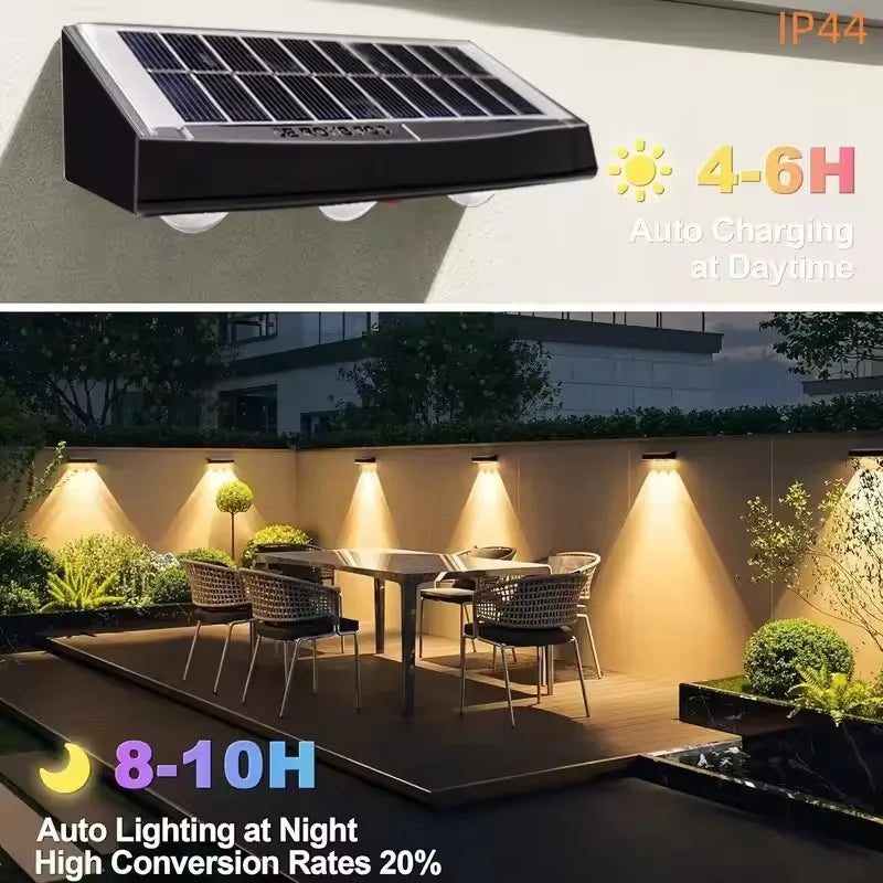 1-2pcs Solar Wall Lamp Outdoor Waterproof Solar Fence Lights Warm White & RGB Solar Powered Light for Garden Yard Decor Lighting