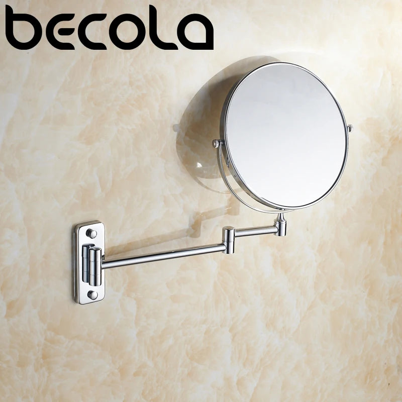 8 Inch Hotel Bathroom Extending Wall Makeup Mirror With 3x Magnification for Cosmetic or Shaving, 360 Swivel Mirrors Chrome