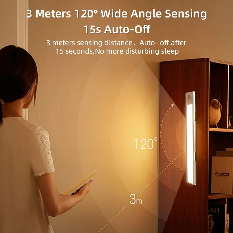 Motion Sensor Cabinet Lights Dimmable LED Night Light Wireless USB Rechargeable Led Tube Light for Wardrobe 3Colors Night Lamp