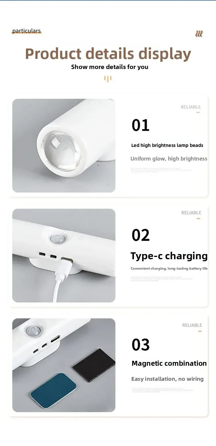 Smart, RGB, dual, head, motion, sensor, wall, lamp, charging, magnetic, night, light, spotlight, bedroom, closet, garden, room,