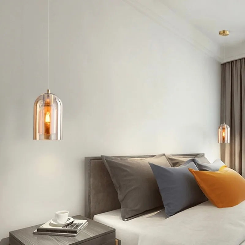 Nordic Modern Glass Ceiling Lamp Bedroom Bedside Restaurant Kitchen Bar Island  Hanging Led Chandelier Lights Indoor Lighting