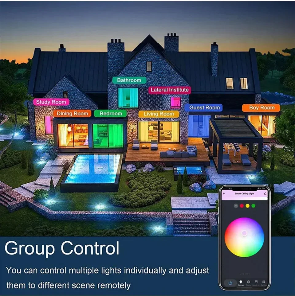 Tuya Smart WiFi LED Ceiling Light 220V APP Connection Wireless Switch Voice Control Comfortable Home Room Bathroom Lighting