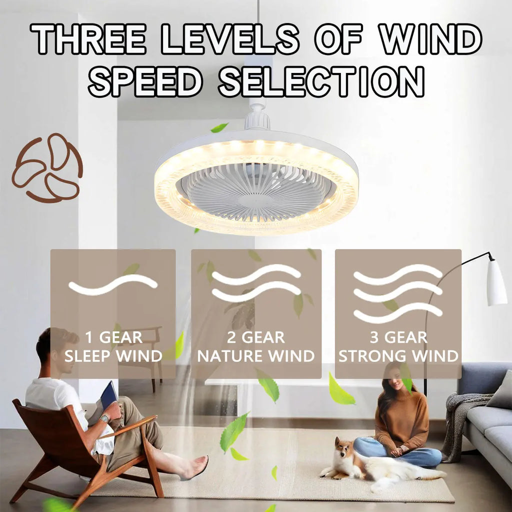 Smart 3 In 1 Ceiling Fan With Remote Control Lighting E27 Conversion Base 85-265v Lighting Base Suitable for Bedroom and Living