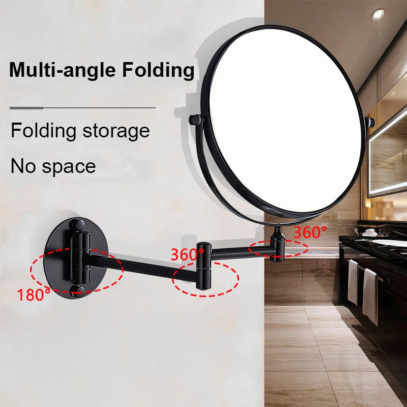 Wall-mounted Bathroom Double-sided Mirror Foldable Bathroom Makeup Mirror Wall Mounted 8 Inch Magnifying Mirror