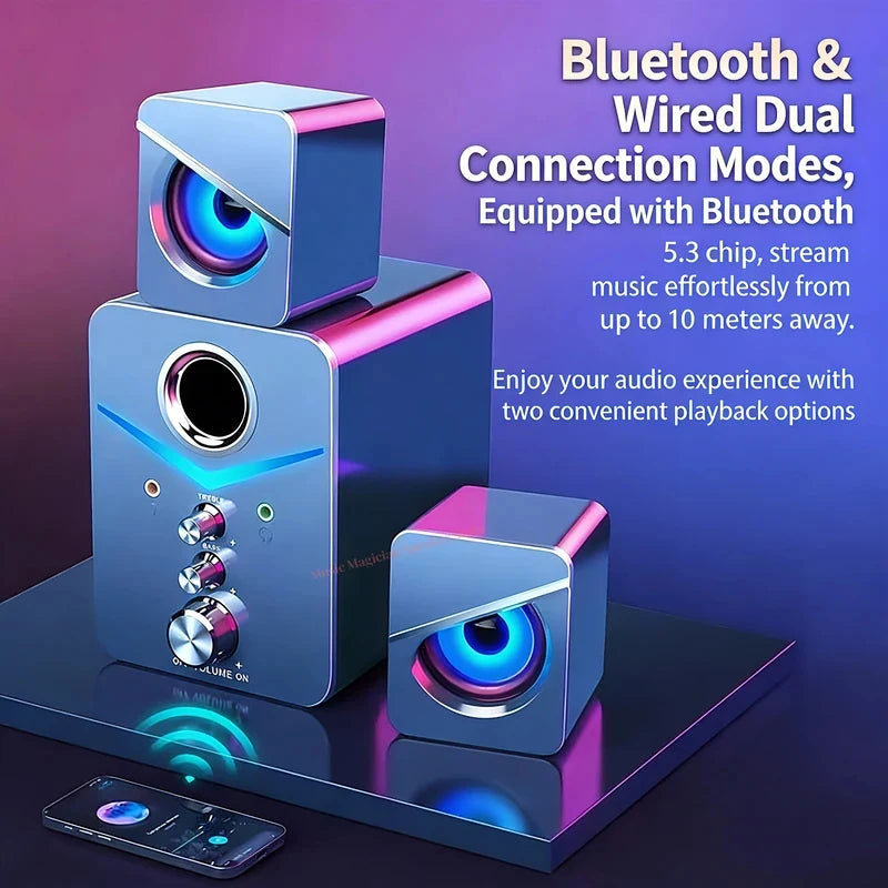 Bluetooth Speaker Home Theater Sound Bass System Mini Speakers Desktop Computer MP3 Player Audio for PC Phone Subwoofer Soundbar
