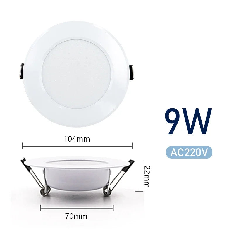LED Downlight 3W 5W 7W 9W 12W 15W Ceiling Lamp AC 220V Recessed Led Down Light Round Panel Light Spotlight Indoor Lighting