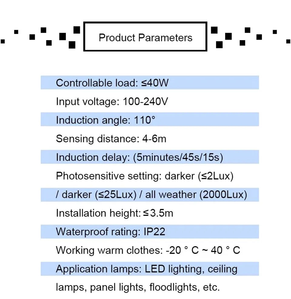 Motion Sensor Light Switch 220V 110V Pir Presence Sensor for Lighting Time Delay Adjust Movement Detector Lamp Automatic Switch