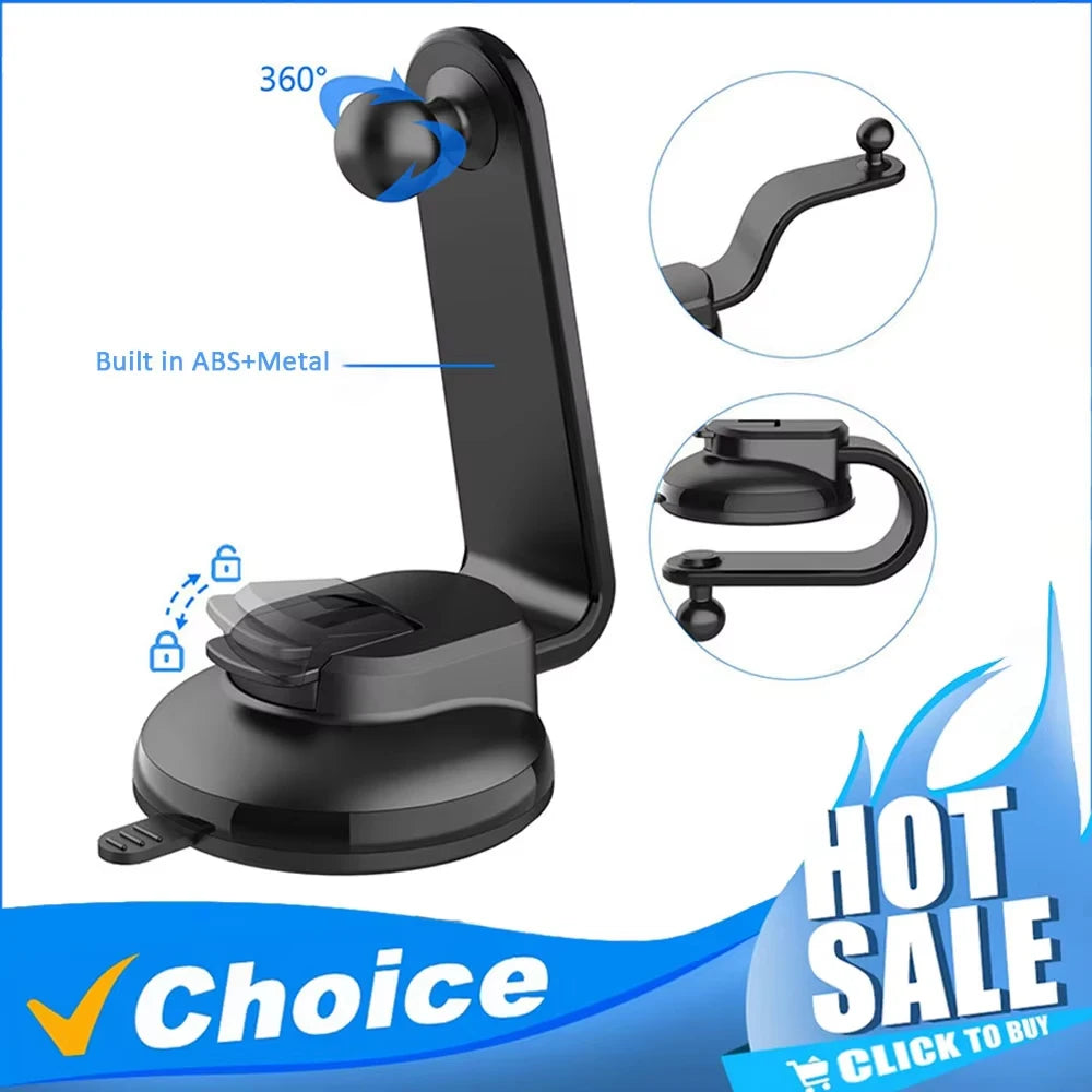 Accessories: Suction Cup Car Phone Bracket - 17mm Universal Ball, Telescopic Arm & Foldable