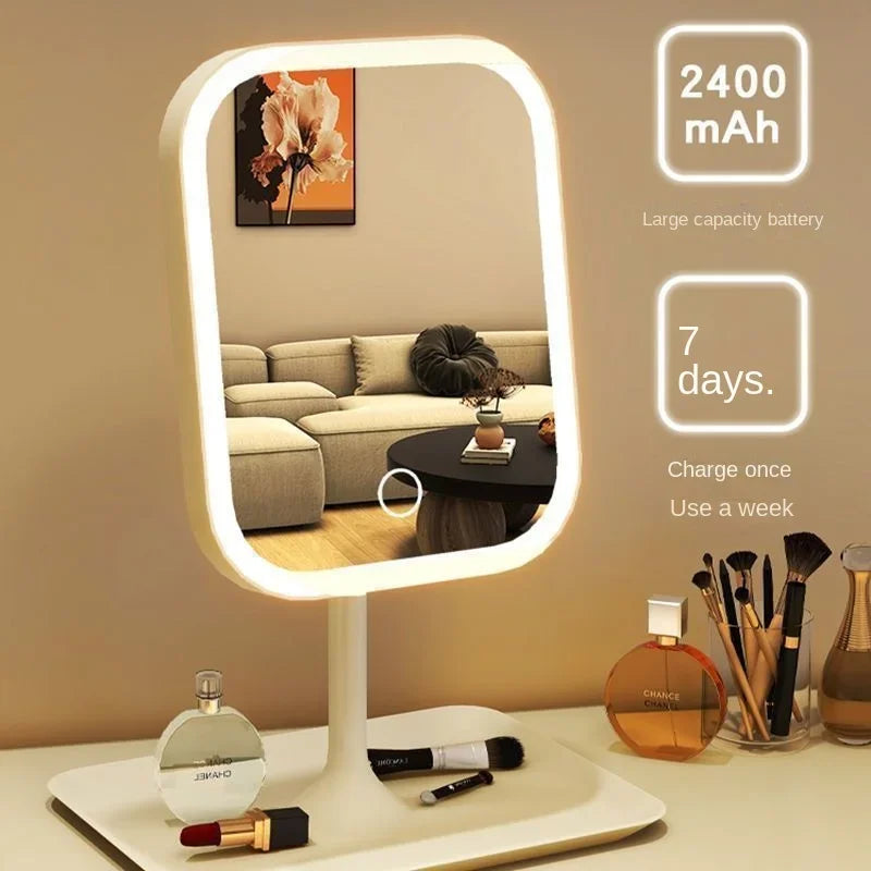 Desktop Vanity Mirror 3 Color Dimmable Light LED Makeup Mirror Light Touching Mirror Women Bedroom Dressing Mirror
