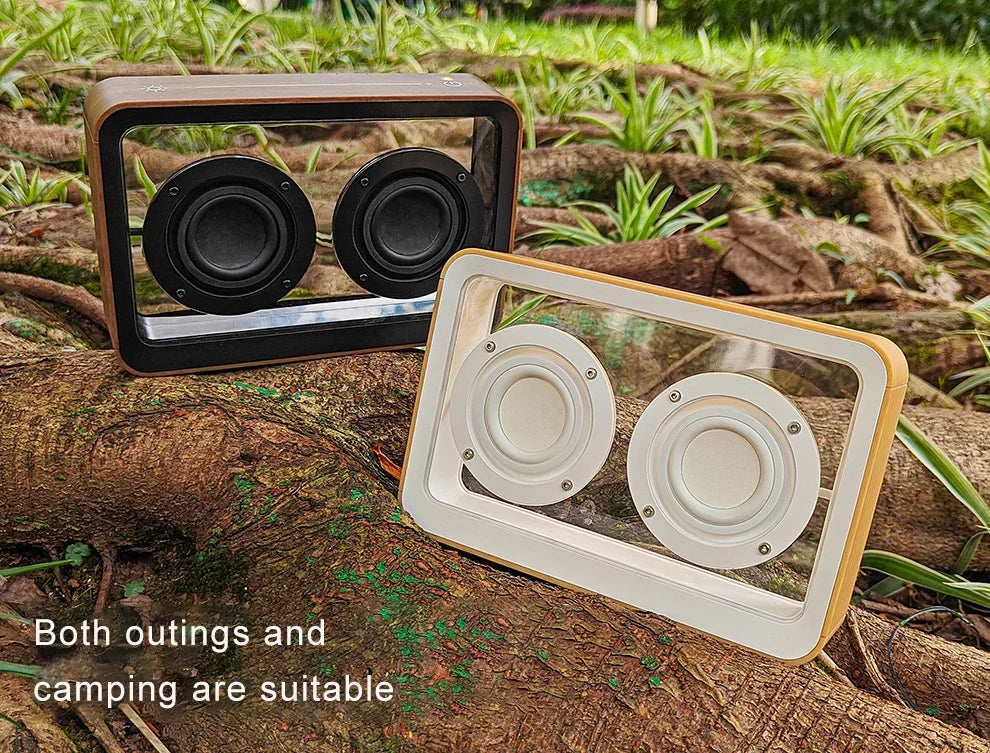 Creative Transparent Bluetooth Speaker with Dual Horn Clear Sound Quality Desktop Decoration Home Mini Audio Reading Light
