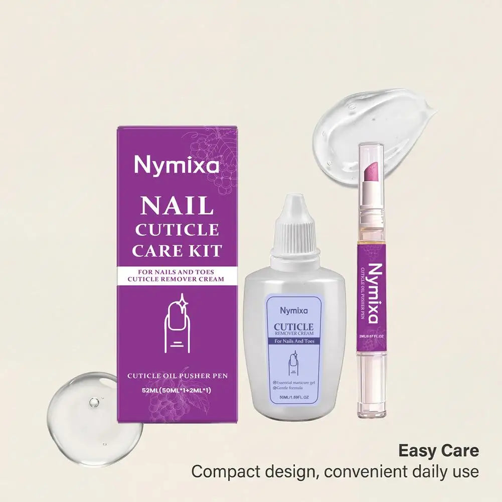 Nail Cuticle Care Kit 50ml Remover Cream 2ml Oil Pen Salon Quality Manicure Set Fingernails Toenails Healthy Grooming Portable