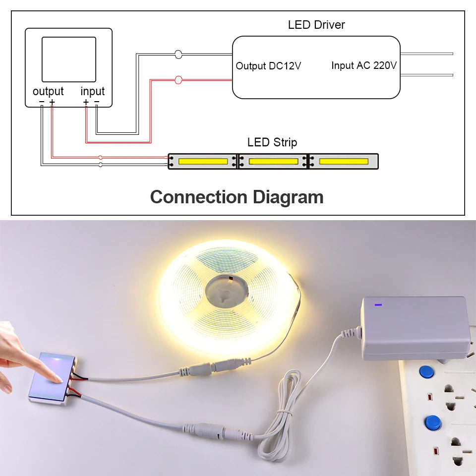 Bathroom Makeup Mirror LED Light Strip 12V Dressing Table Background Lighting Dimmable Touch Sensor LED Vanity Light For Decorat