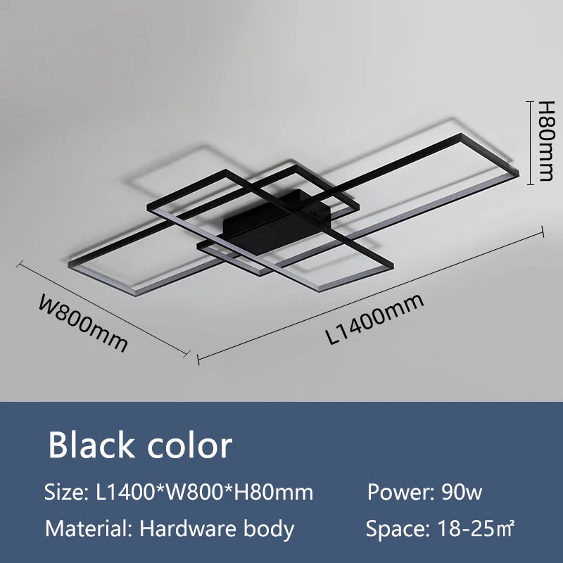 Smart Home Alexa Rectangle Aluminum Modern Led Ceiling Lights For Living Room Bedroom 85-265V White/Black Ceiling Lamp Fixtures