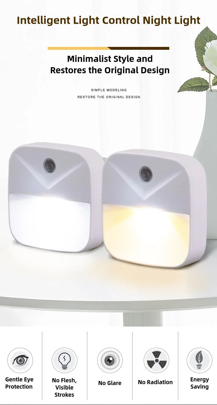 Led Wall Lamp EU Plug-In Smart Light Control Sensor Light 220V Wall Light for Home Corridors Bathrooms Hallways Closet Bedroom
