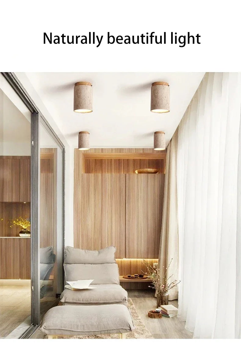 Modern Stone Travertine Ceiling Lamp Bedroom Corridor Flush Mounted Foyer Hallway Staircase Indoor Lighting Fixture Decoration