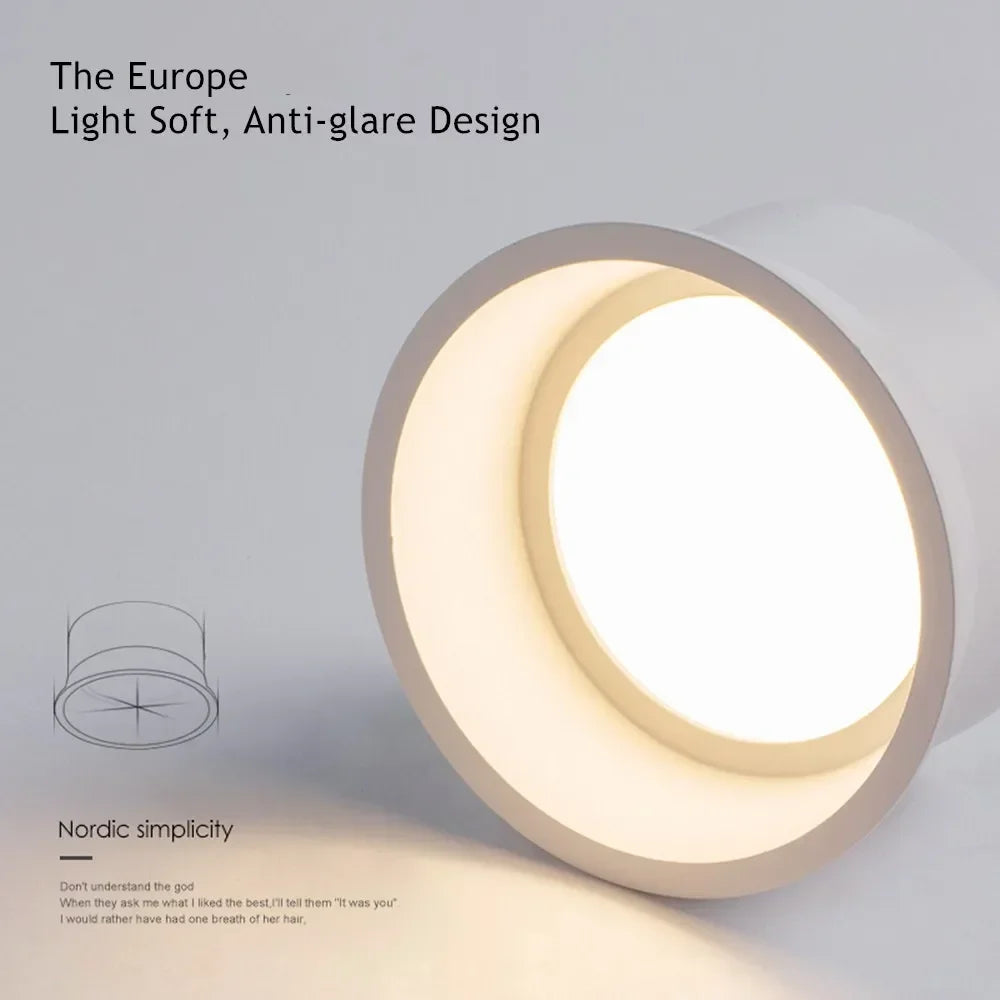 LED Downlight 15W 12W 7W 85-220V 60 Degrees Angle Anti-Glare Indoor Living Room Nordic Ceiling Recessed Spot Lights