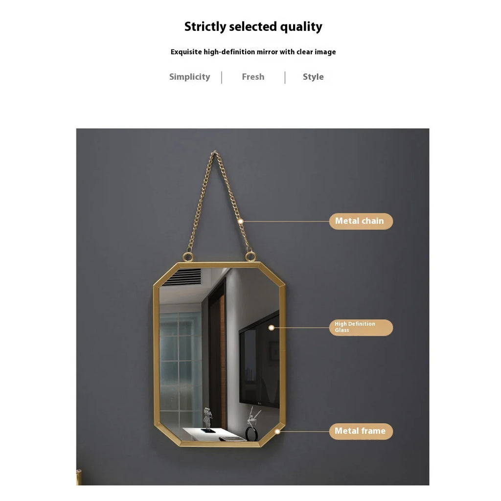 Iron square wall mirror hanging bathroom bathroom dormitory mirror hanging wall washing table wall hanging makeup mirror