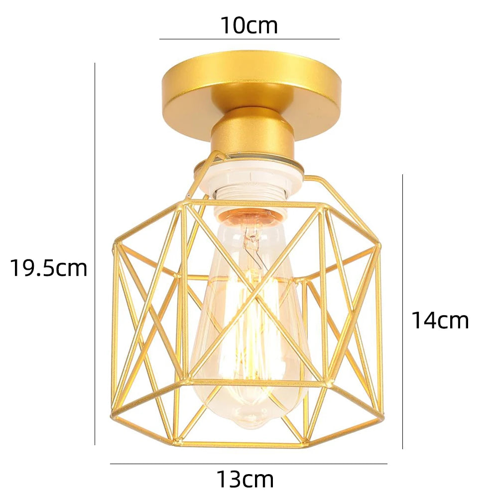 Vintage Industrial Retro Loft Metal Ceiling Lamp Shade Modern Ceiling Light for Aisle Indoor Cage Chandelier Lighting Fixures
