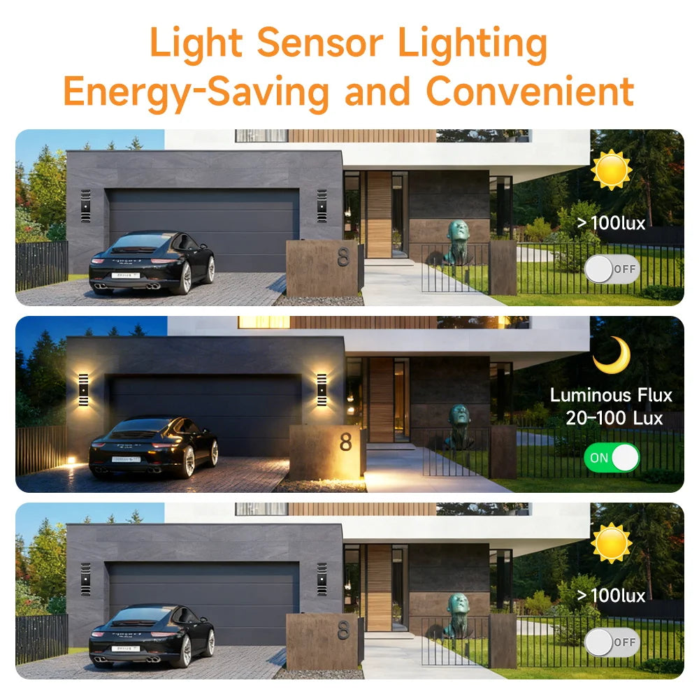 Smart Wall Lights Motion Sensing Outdoor Led Wall Lamps Waterproof 110v 220v For Porch Lamps Backyard Garden Garage Decor