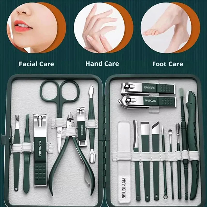 Professional 7-18 Piece Nail Care Kit Stainless Steel Manicure Nail Clippers High Aesthetic Value Portable and Practica Tools