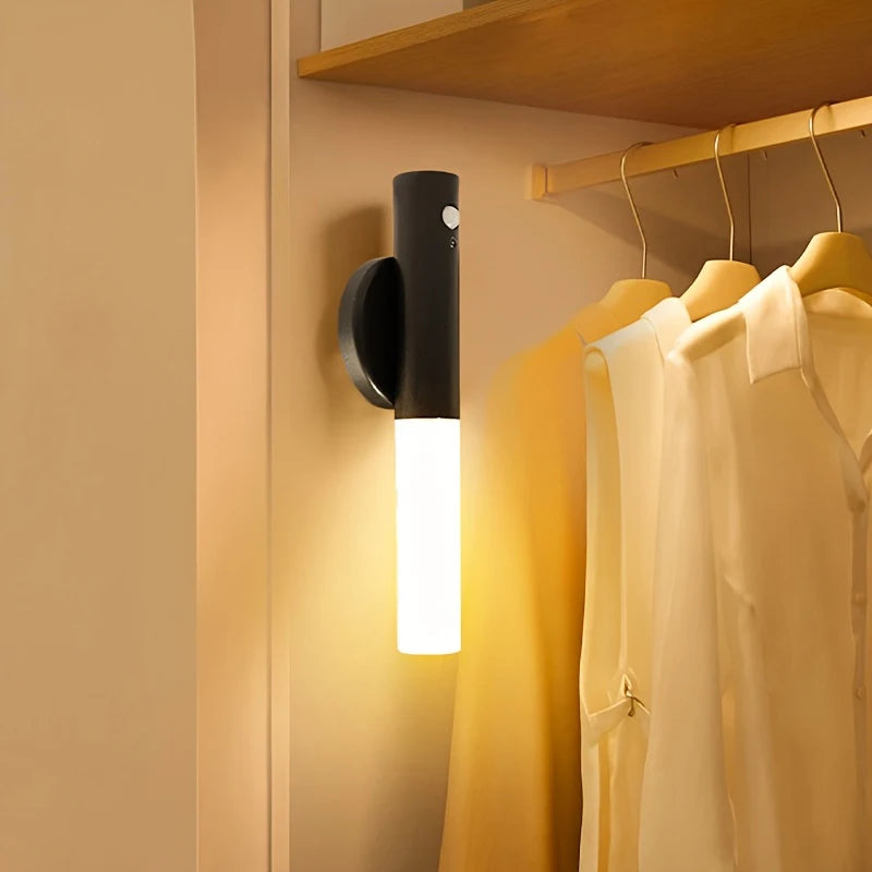 Motion Sensor Night Light USB Rechargeable Magnetic LED Wall Light for Indoor Wooden Wall Lamp Wardrobe Light Corridor Stairs