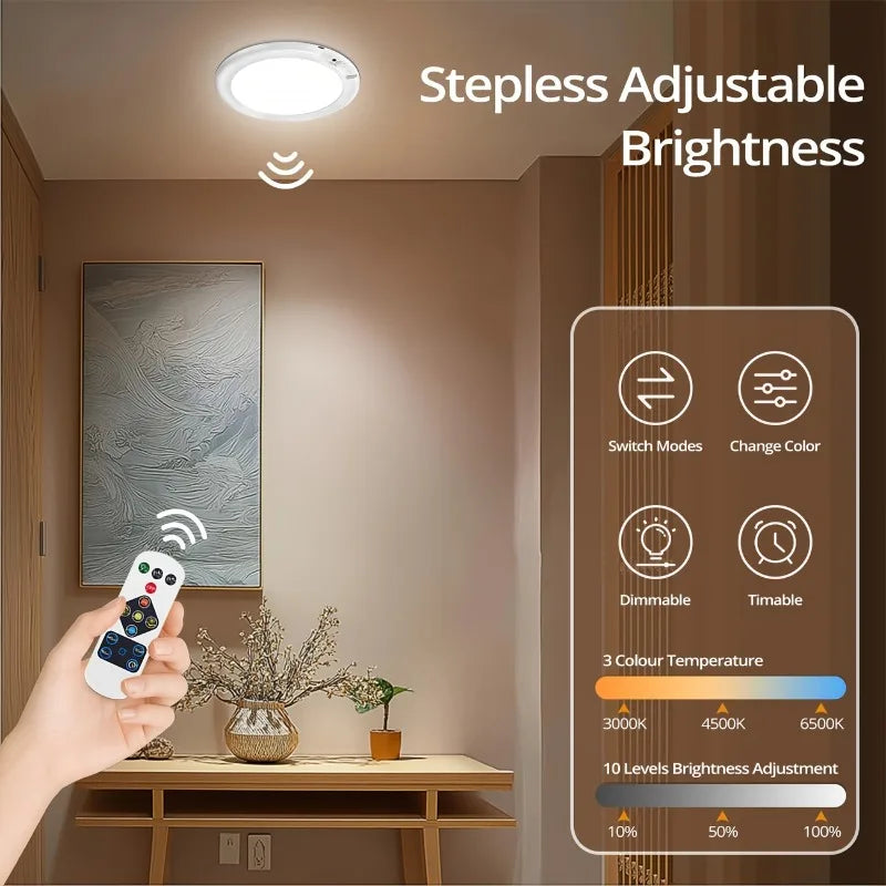 Motion Sensor LED Ceiling Light Rechargeable Remote Control for Hallway Stairs Corridor Indoor Home Wireless Security Light