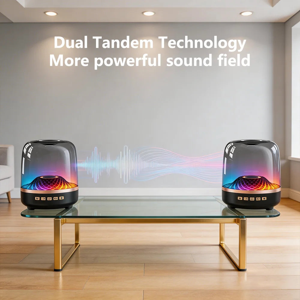 Powerful Bluetooth Speaker, Bass Wireless, LED Light, Outdoor Speakers, Subwoofer,Transparent Warehouse Surround Sound Speakers