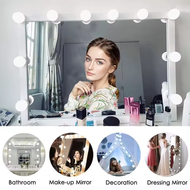 LED Light Makeup Mirror Bulbs Vanity Lights USB 5V Bathroom Dressing Table Lighting Dimmable LED Vanity Light For Mirror Light