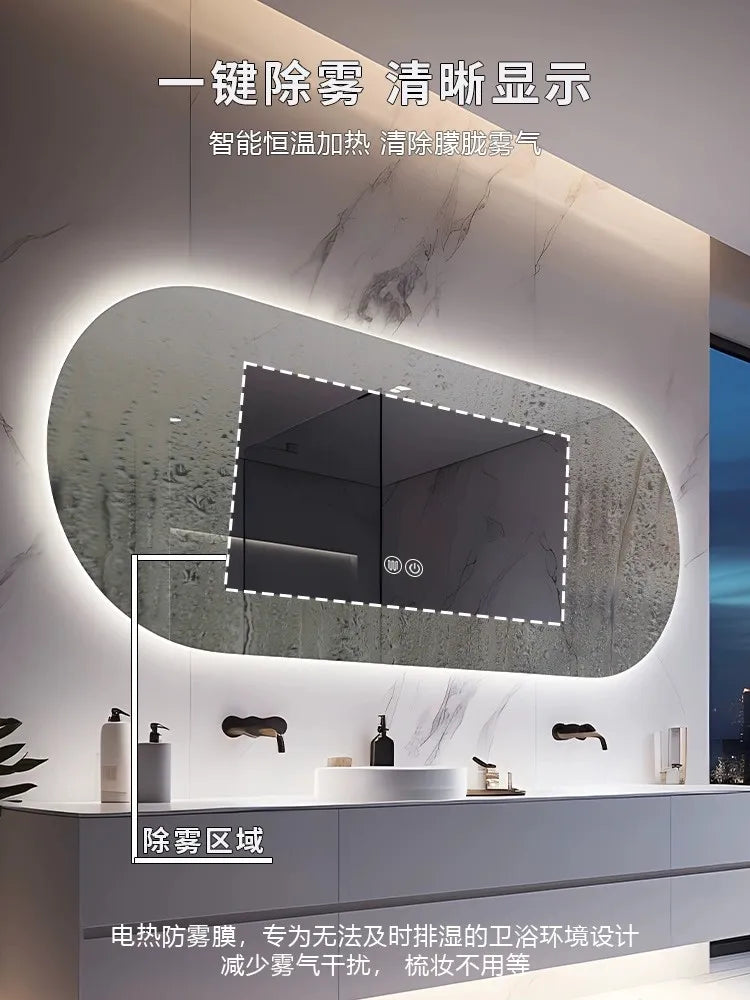 Lighted LED Bathroom Mirror,Wall Mounted Dimmable 3 Colors Makeup Mirror with Bright Back Lit - Smart Mirror Anti Fog with Touch